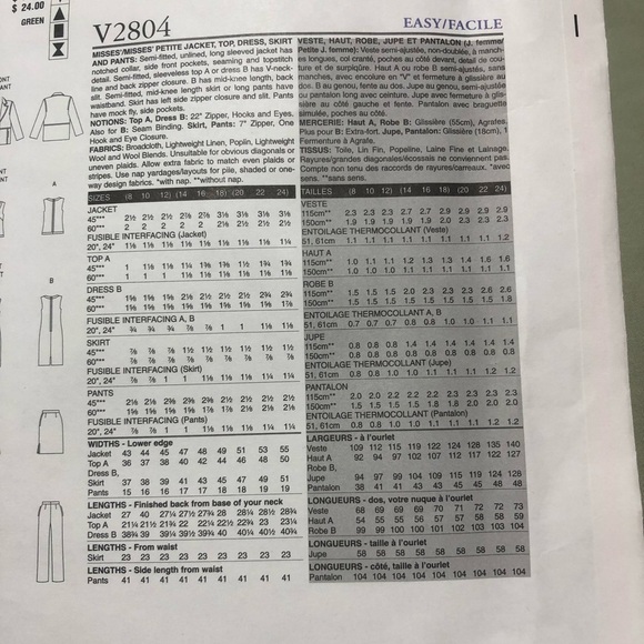 Vogue V2804 wardrobe for summer- pants- skirt- top- dress and jacket all include - Picture 11 of 12